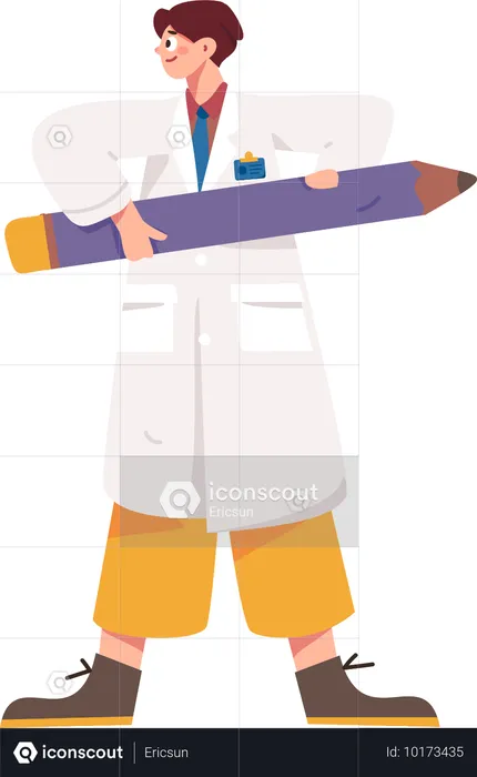 Doctor holding pencil for preparing report  Illustration