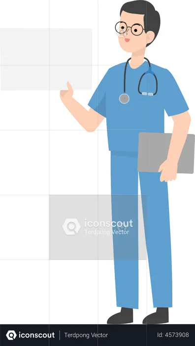 Doctor holding placard  Illustration