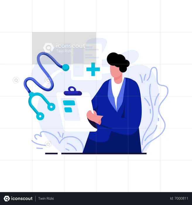 Doctor holding prescription  Illustration