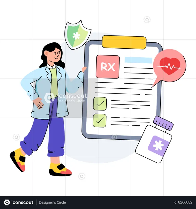 Doctor Holding Prescription  Illustration