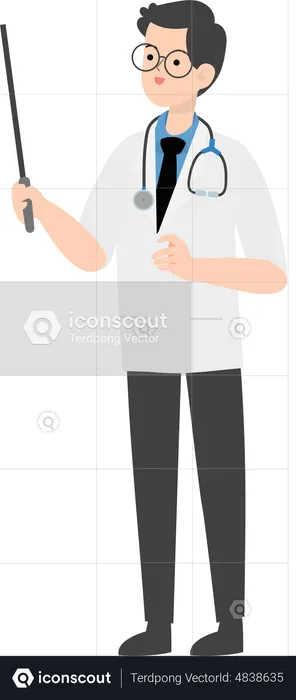 Doctor holding stick and presenting  Illustration