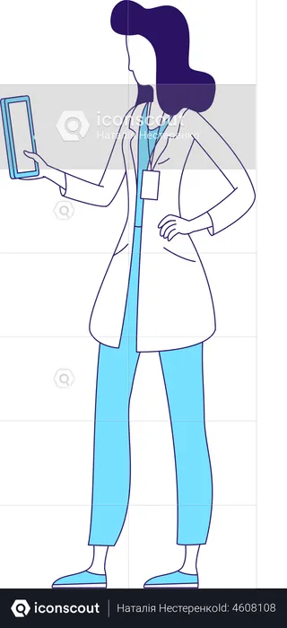 Doctor holding tablet  Illustration