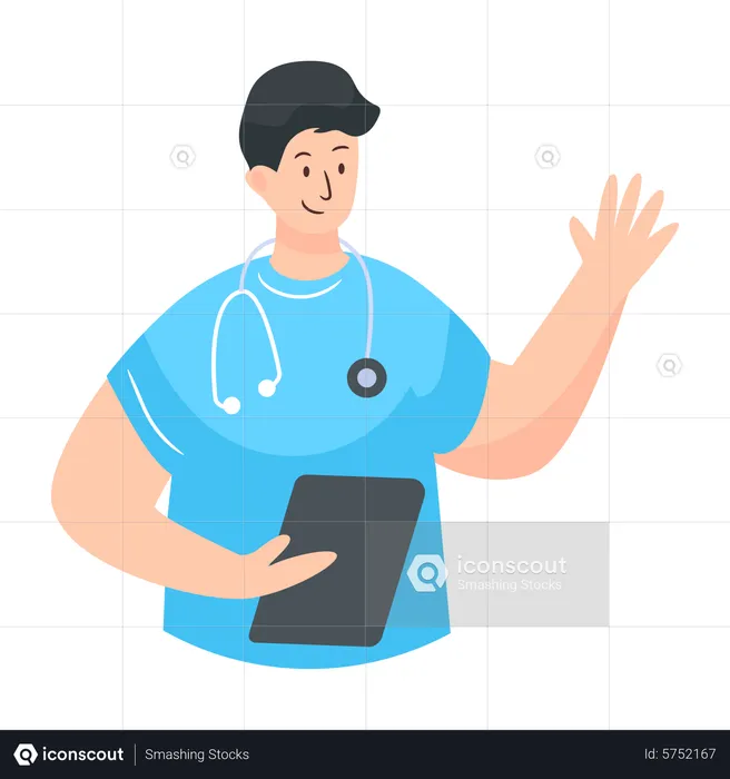 Doctor holding tablet  Illustration