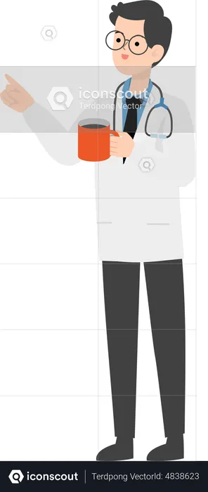 Doctor holding tea cup  Illustration