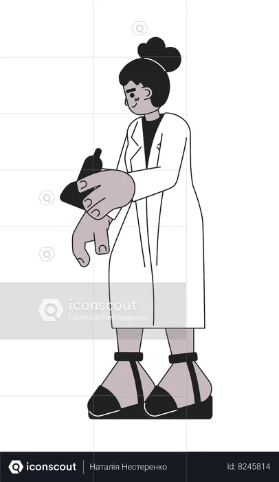 Doctor holding ultrasound hand device  Illustration