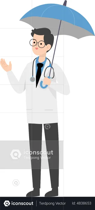 Doctor holding umbrella  Illustration
