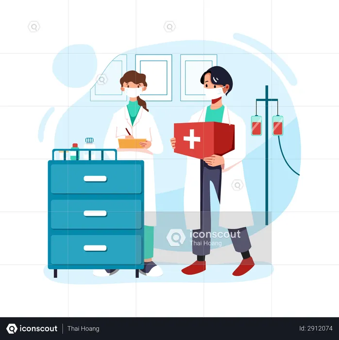 Doctor holding vaccination box  Illustration