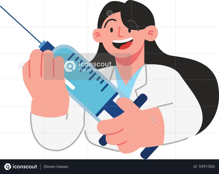 Doctor holding vaccine injection  Illustration