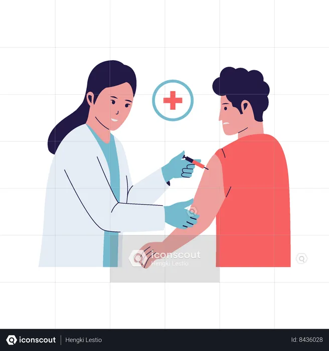 Doctor injecting vaccine to patient  Illustration