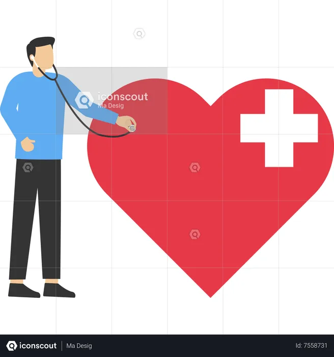 Doctor inspecting human heart  Illustration