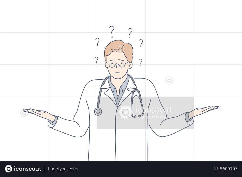 Doctor is confused  Illustration