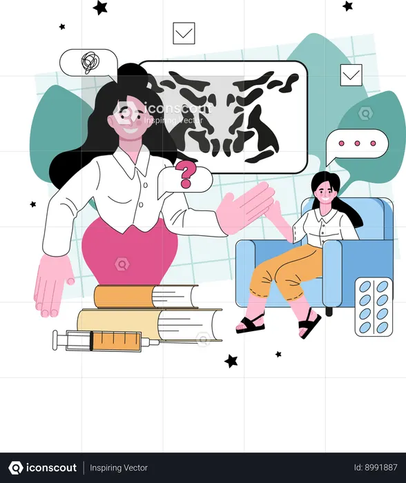 Doctor is dealing with psychological disorders  Illustration