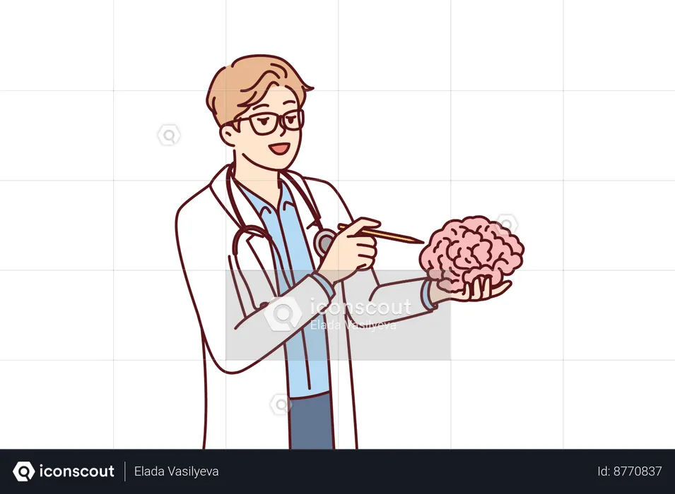 Doctor is explaining about brain surgery  Illustration