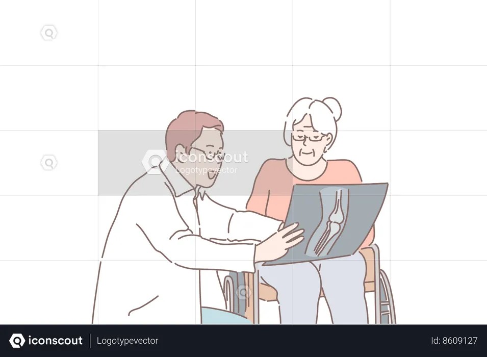 Doctor is explaining bone report to patient  Illustration