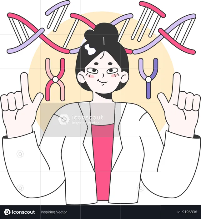 Doctor is explaining on genes  Illustration