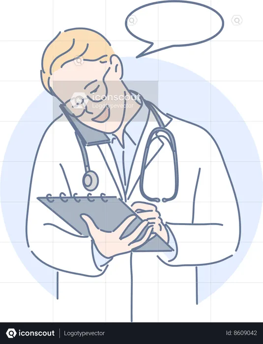 Doctor is giving advice on phone  Illustration