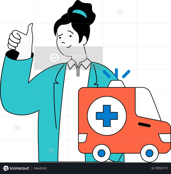 Doctor is giving ambulance service  Illustration