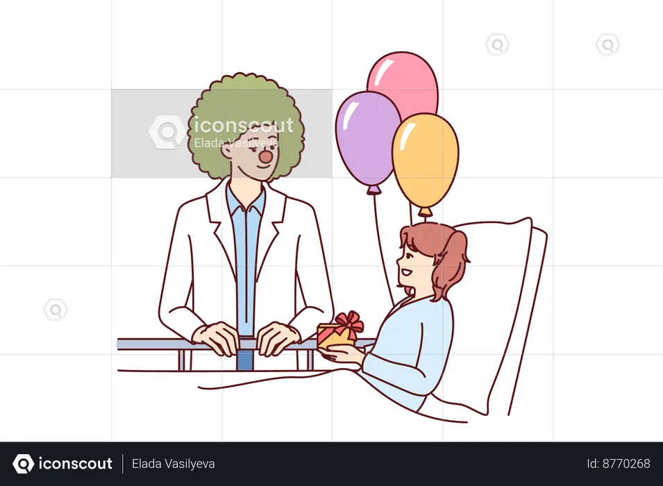 Doctor is giving emotional support to patient  Illustration