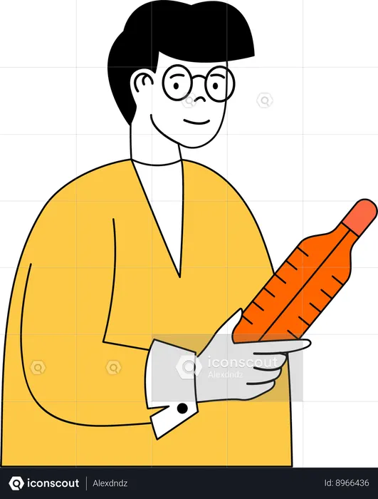Doctor is holding thermometer  Illustration