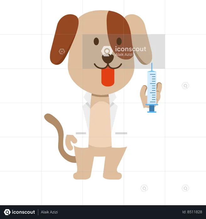 Doctor is injecting syringe to dog  Illustration