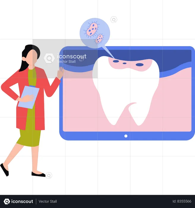 Doctor is looking at the tooth cavity  Illustration
