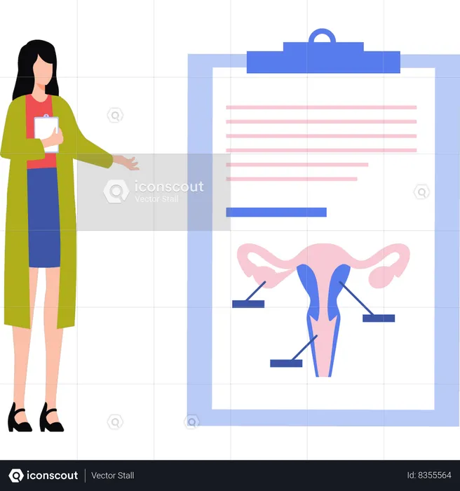 Doctor is looking at the vaginal report  Illustration