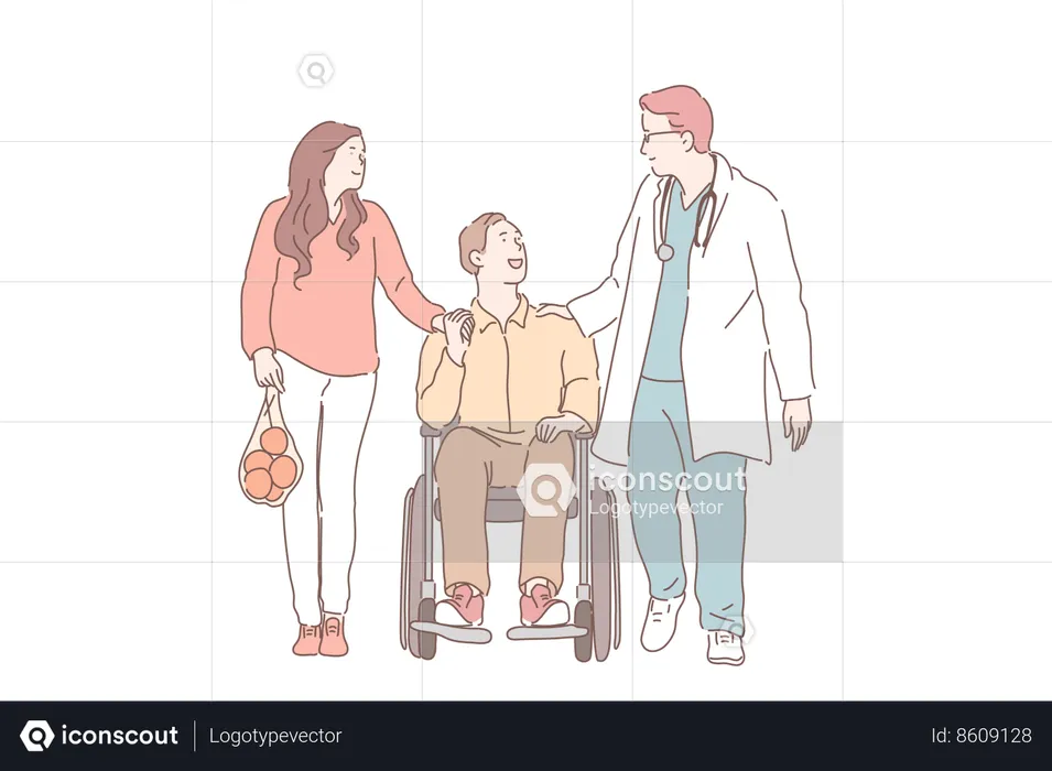 Doctor is taking care of elder man  Illustration