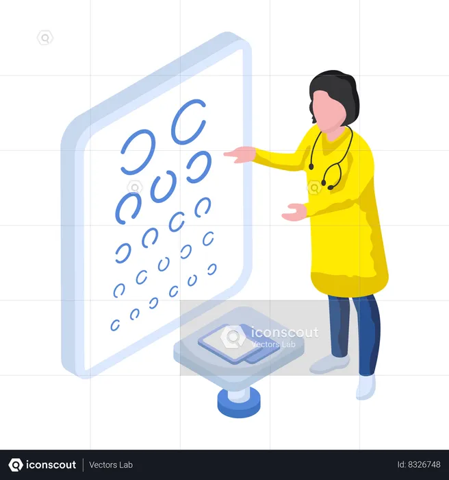 Doctor is taking Eyesight Test  Illustration