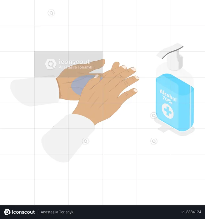 Doctor is using hand sanitizer  Illustration