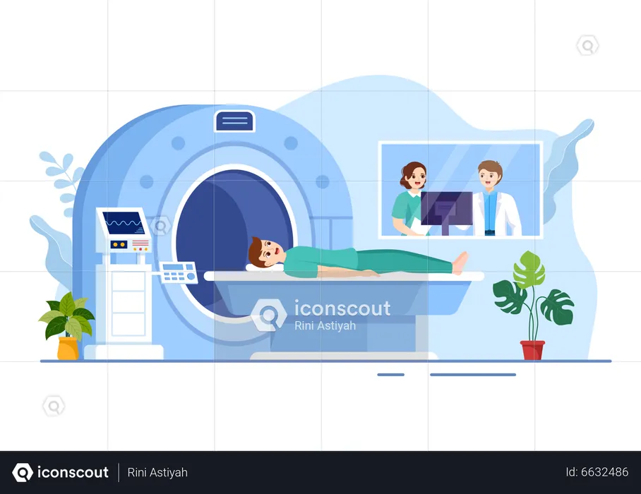 Doctor keep eye on MRI scan result  Illustration