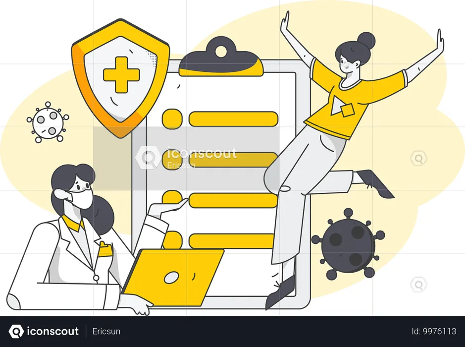 Doctor keeps track of medical report  Illustration