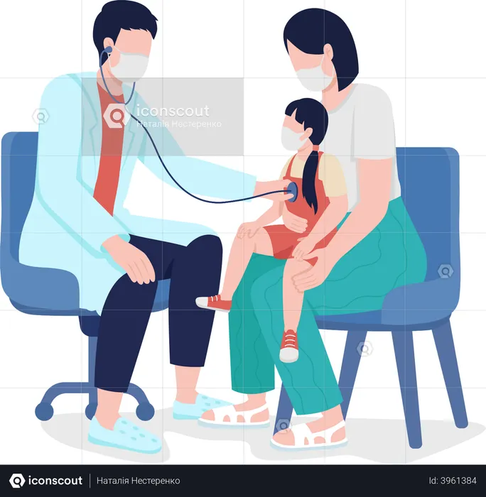 Doctor listen to child lungs  Illustration
