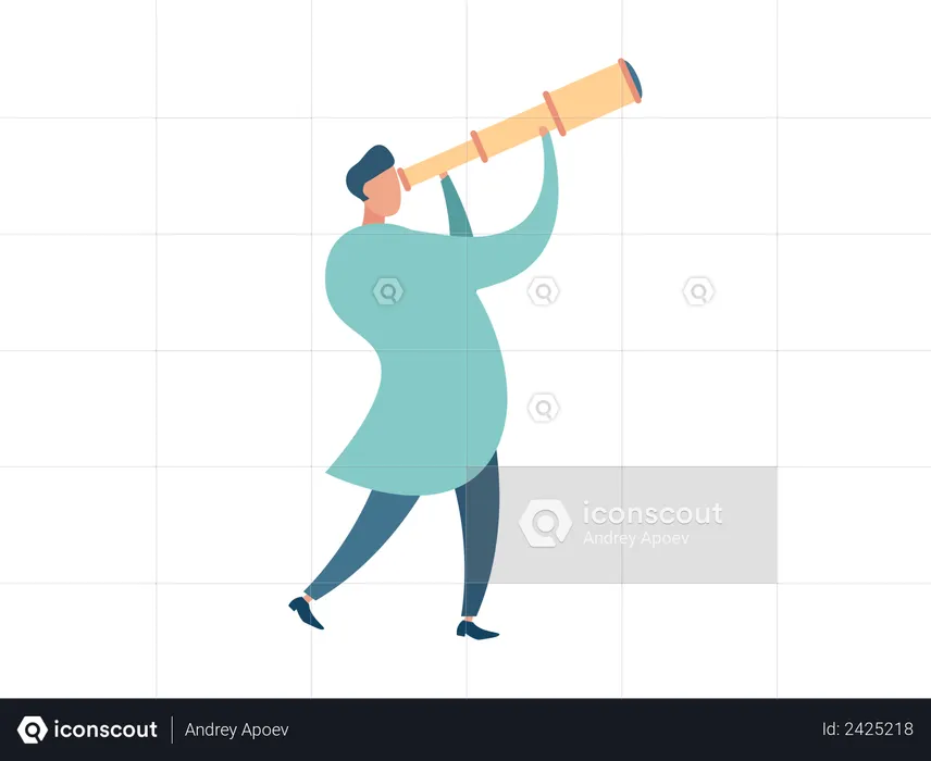 Doctor looking something with telescope  Illustration