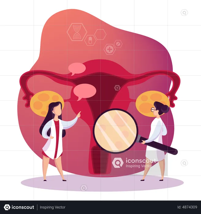 Doctor make uterus examination  Illustration