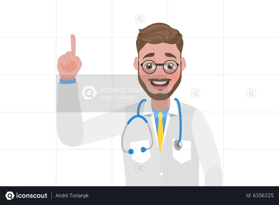 Doctor masculino sonriente feliz  Ilustración