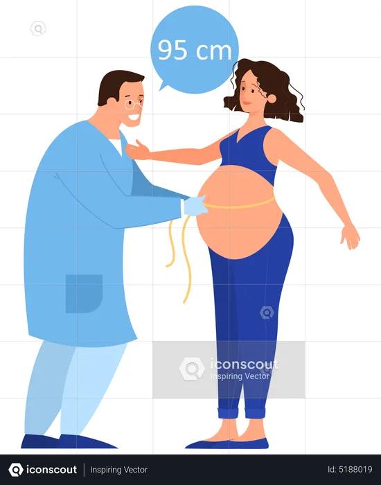 Doctor measuring belly of pregnant woman  Illustration