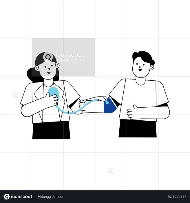 Doctor measuring  patient blood pressure  Illustration