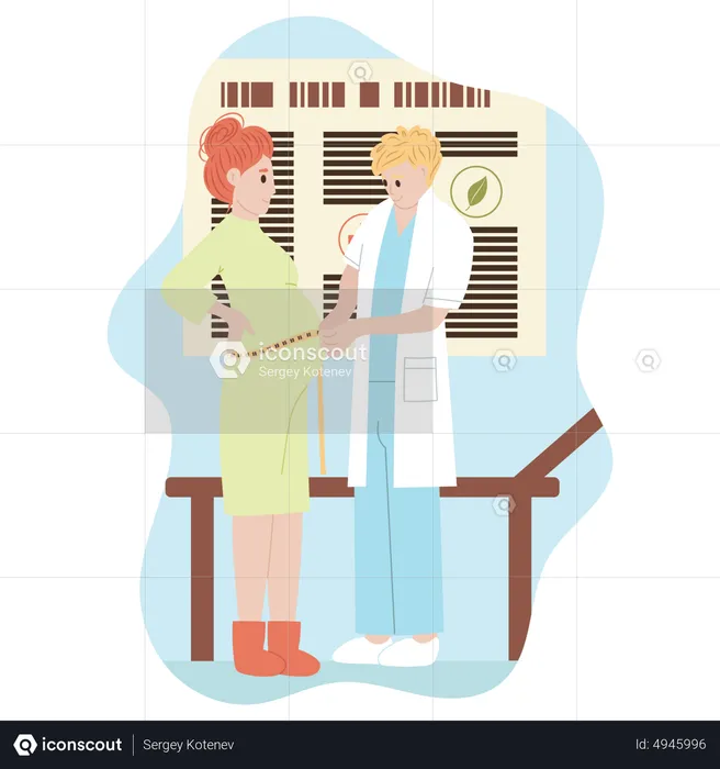 Doctor measuring pregnant lady tammy  Illustration