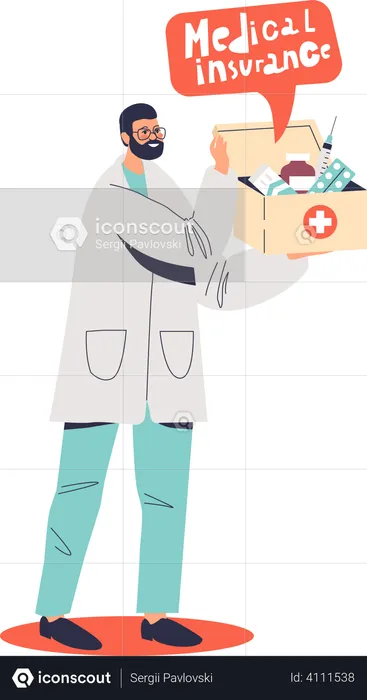 Doctor offering health insurance  Illustration