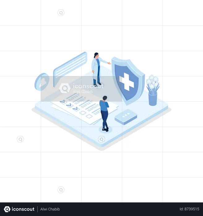Doctor offering medical insurance policy contract  Illustration