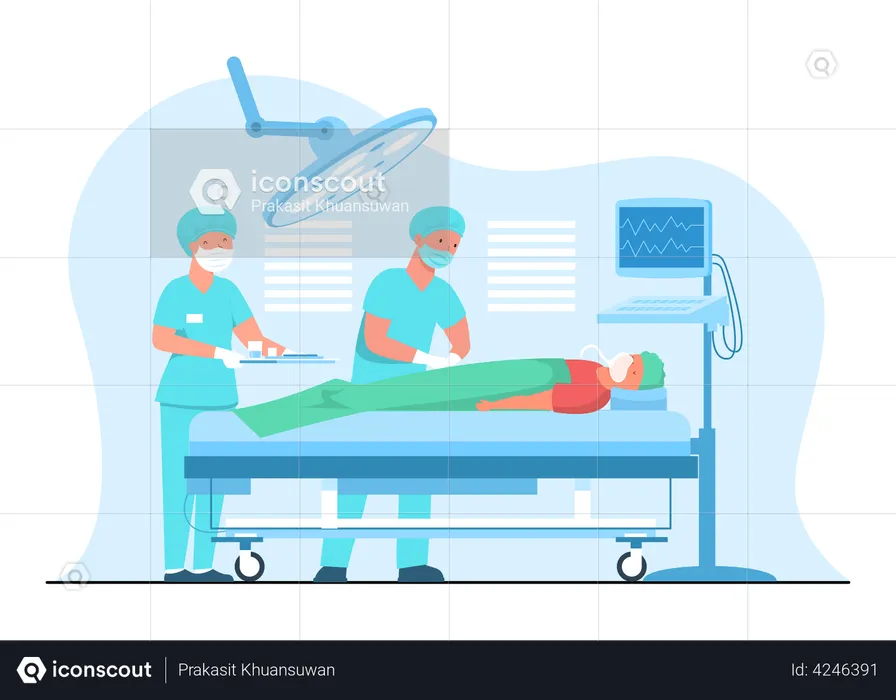 Doctor performing an emergency operation  Illustration