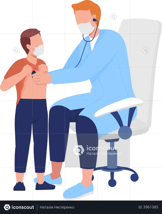 Doctor performs lung assessment for patient s  Illustration