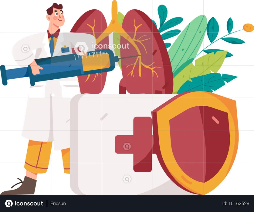 Doctor performs lung surgery  Illustration