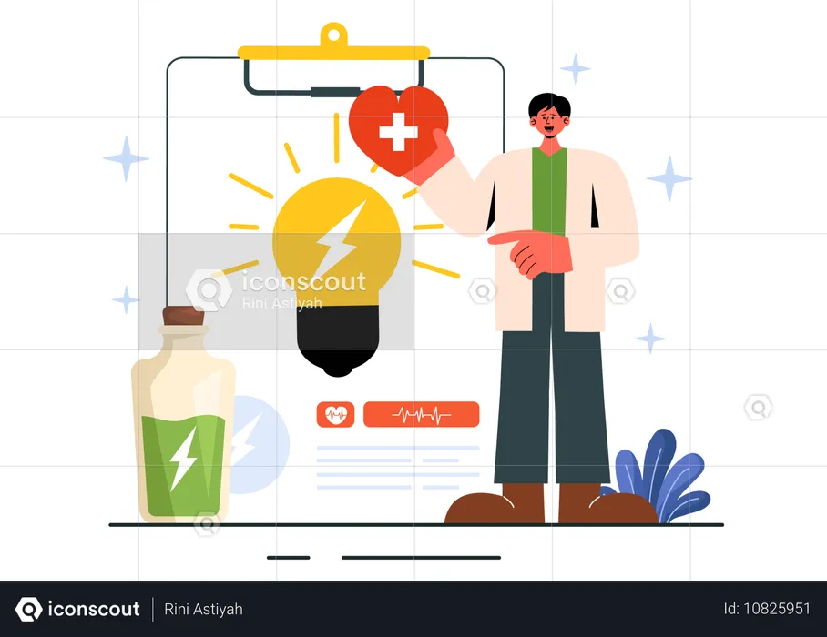 Doctor prescribing energy medicines  Illustration