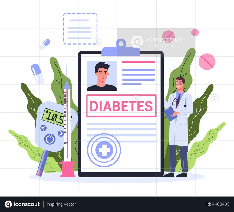 Doctor presenting diabetes report  Illustration