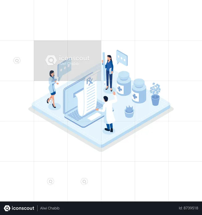 Doctor presenting health insurance services  Illustration