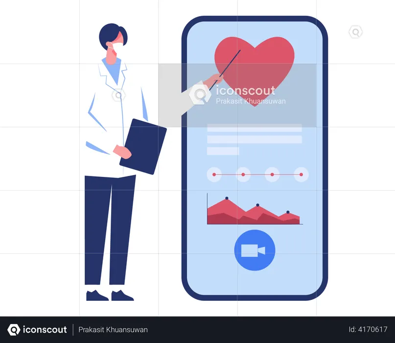 Doctor Presenting Heart report  Illustration