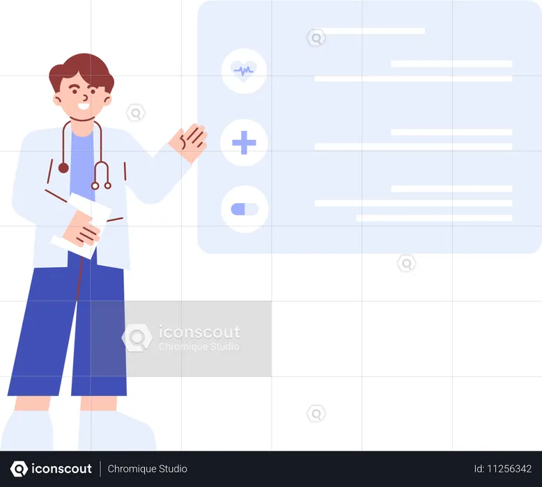 Doctor Presenting medical data  Illustration