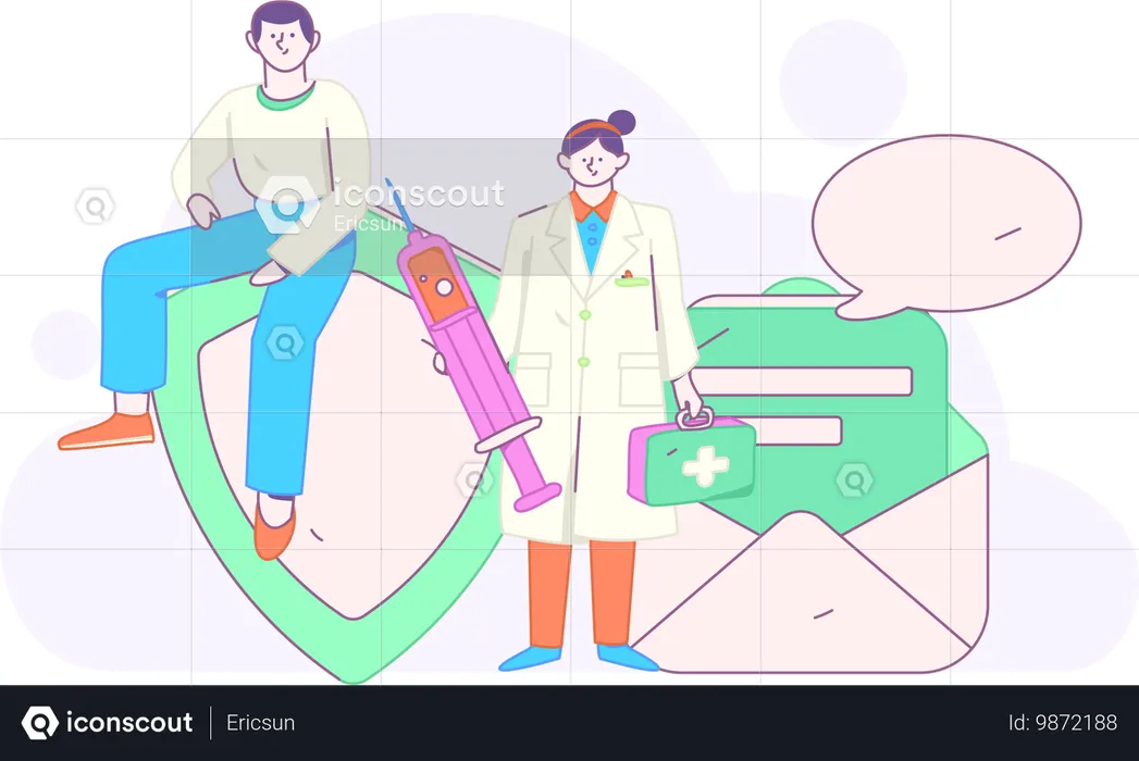 Doctor protects patient from pandemic  Illustration