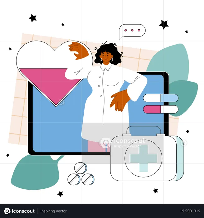 Doctor provides online help  Illustration